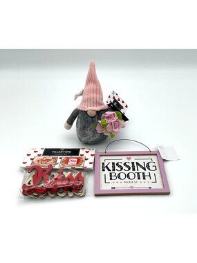 Lot of Various Valentine Decor Discontinued Items Gnome & Wooden Signs NWT